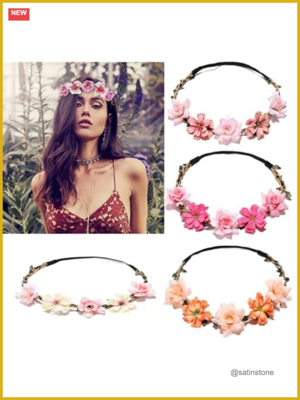 Floral Headbands Elastic Hair Wreaths Tiaras for Brides Bridesmaids